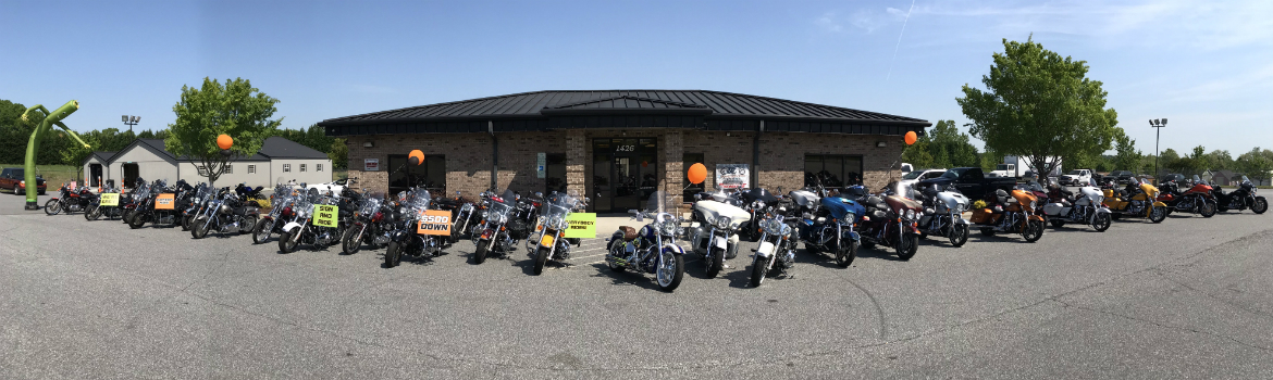 Harley-Davidson motorcyle inventory on lot